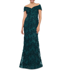 XSCAPE Petite Off-The-Shoulder Lace Gown MSRP 289