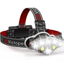 Victoper Rechargeable Headlamp, 8 LED High Lumen Super Bright Headlights with...