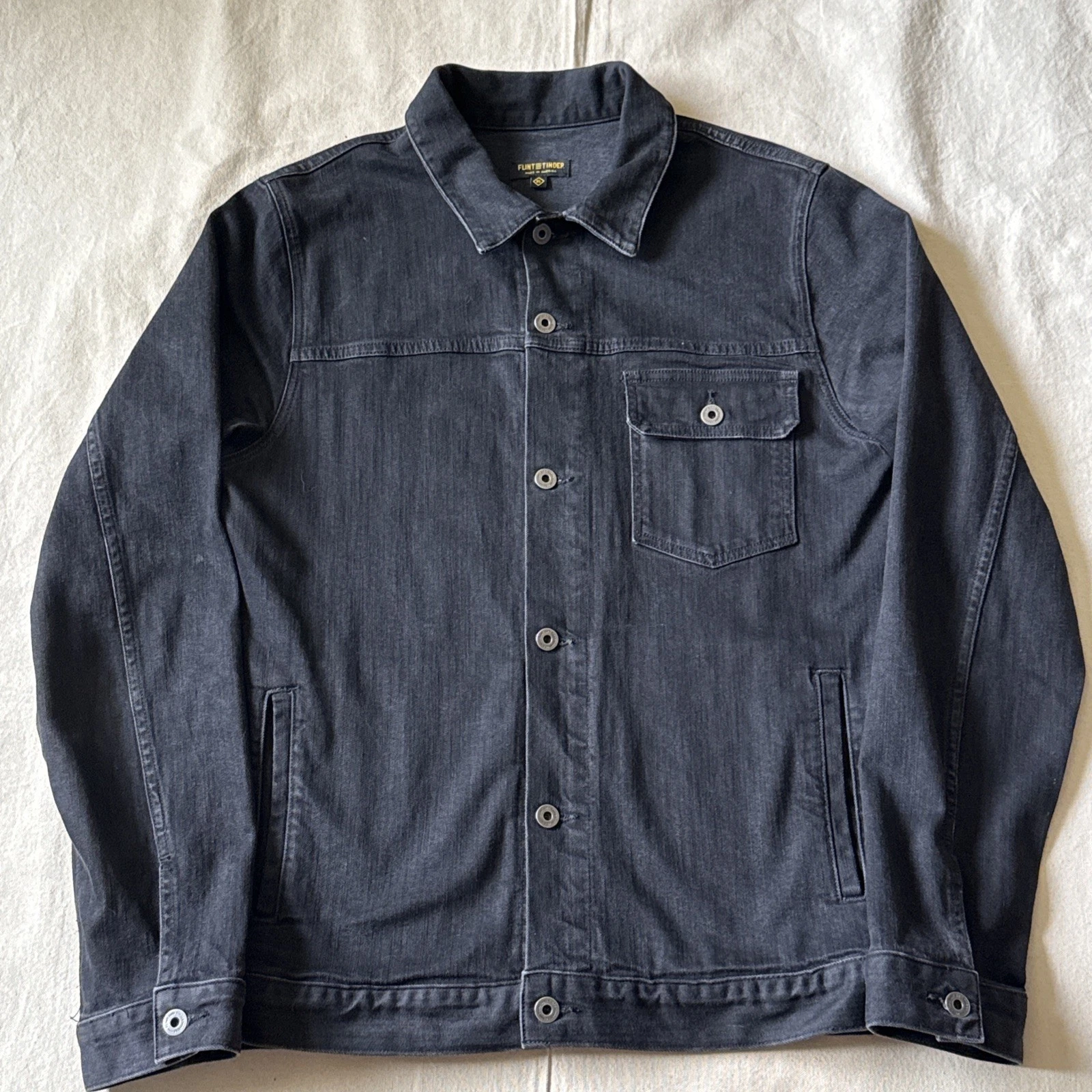 Huckberry Flint & Tinder Stretch Denim Trucker Jacket Stone Wash XL Made In USA image 1