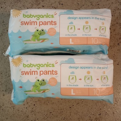 Babyganics Swim Diaper size  L 32lbs+ Design Appears In Sun Swim Pants 10pk X2