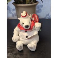 Coca Cola White Plush Polar Bear with Red Scarf and Hat