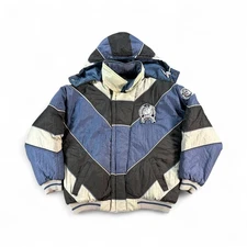 Vintage Georgetown Hoyas Jacket Mens Large Blue NCAA Basketball Hooded Puffer