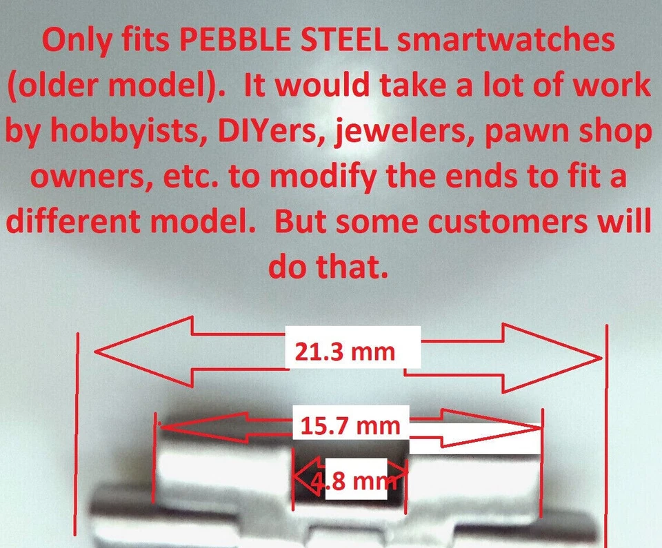 Nuevo reloj inteligente para hombre PEBBLE STEEL tono plateado acero inoxidable pulsera correa de reloj - Imagen 3 de 4