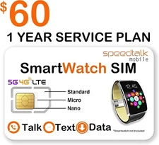 SpeedTalk Smartwatch SIM Card Kit 5G 4G LTE Kids Smart Watch & GPS Tracker 1 yr