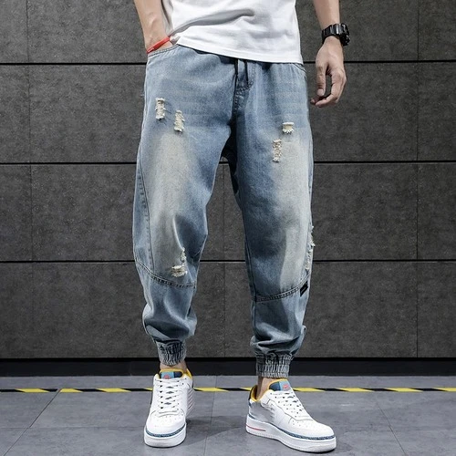 New Women Mens Hip Hop Harem Jeans Loose Joggers Denim Pants Trousers  Streetwear