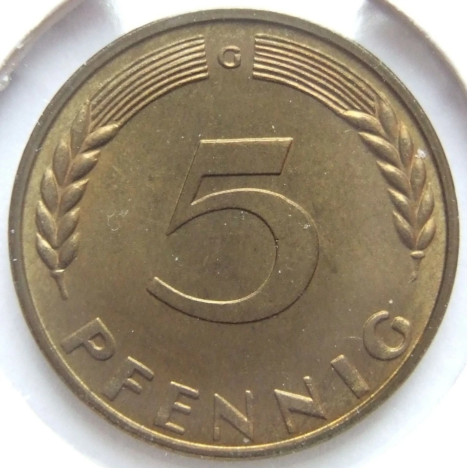 Münze Bundesrepublik Deutschland 5 Pfennig 1968 G in Stempelglanz - Bild 1 von 2
