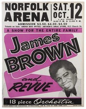 JAMES BROWN Concert Handbill / Window Poster - Norfolk Arena - reprint