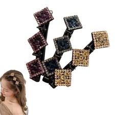 Sparkling Crystal Stone Braided Hair Clips, Satin Rhinestone Fabric Hair Bands