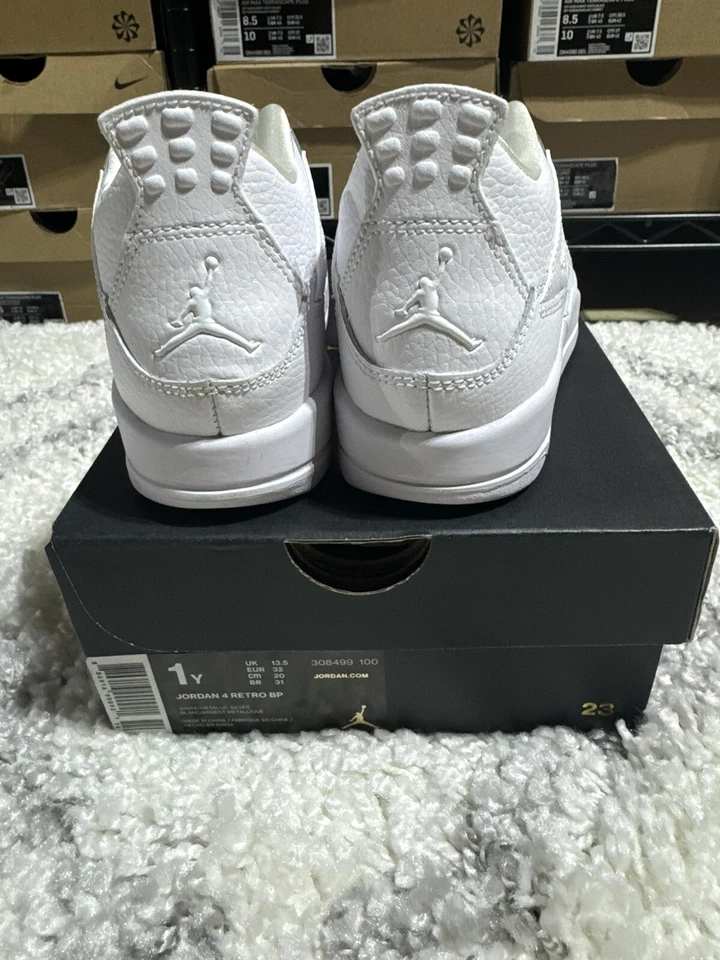 Nike Air Jordan 4 BP Pure Money Boys Preschool White NEW 308499-100 1Y 3Y - Image 4 of 4