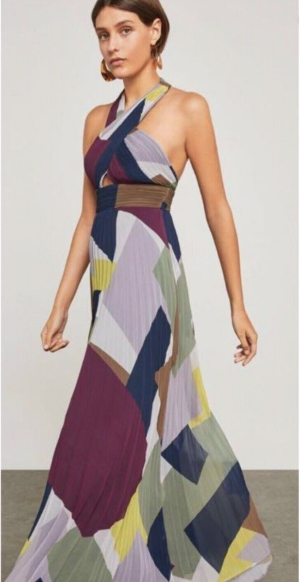 ★セール♪★BCBGMAXAZRIA カラーブロックドレス★ BCBG Max Azria Lilac Mauve Colorblock Pleated Halter Dress