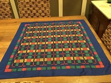 SIGNED SARAH COVENTRY 100 POLYESTER SCARF MULTI COLOR GEOMETRIC SQUARES - ITALY