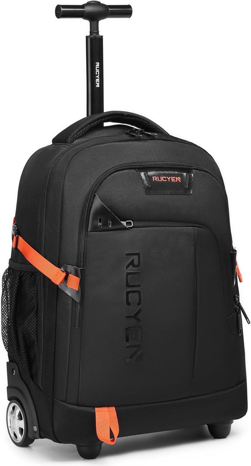 Mochila Azul 18" Con Ruedas Grande Calidad Para Viajar Y Escuela Escolar