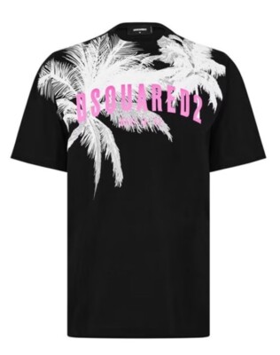 DSQUARED2 Palm Slouch T-Shirt Größe Large ORIGINAL UVP 310£ #V8