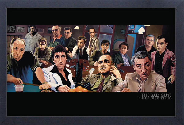 パズル Framed Poster of Justin Reed THE BAD GUYS ART OF JUSTIN REED 12x18 FRAMED GELCOAT POSTER