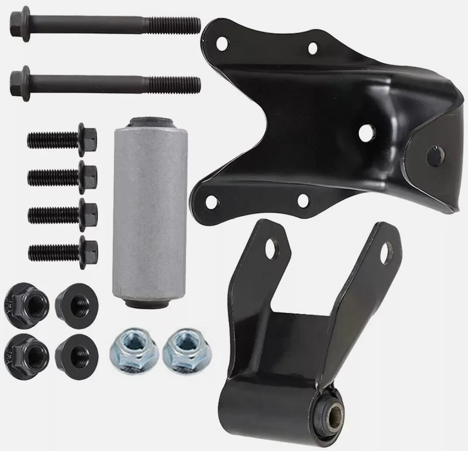 Kit de soporte y grillete de suspensión de resorte de hoja trasera para Chevy Silverado GMC Sierra Foto 2 de 4