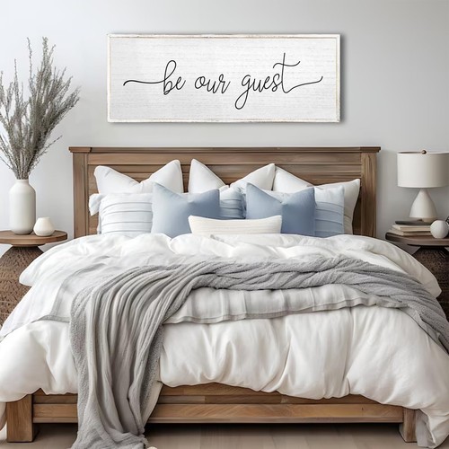 Be Our Guest Wall Decor Sign 40''×15'' Large Rustic Farmhouse Family Guest - Picture 3 of 7