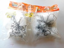 2 Pkgs Halloween Spider Web W/Spiders Boo Bats Phantom Fiber Stretchable Webs