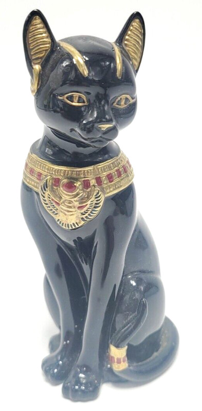 LENOX CAT FIGURINE BASTET EGYPTIAN 1995 GATTAMELATA GOLD GILT FIGURE STATUE 5in