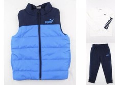 Puma Youth Boys 3 Piece Vest Long Sleeve Tee Legging Set Blue White 5/6 XS NWT