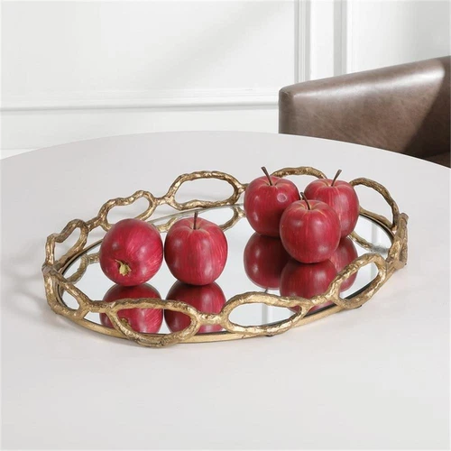 Uttermost Cable Transitional Cast Iron Chain Mirrored Tray in Silver - Picture 2 of 7