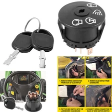 Starter Ignition Key Switch 2Keys for John-Deere X100 Series Headlight Position