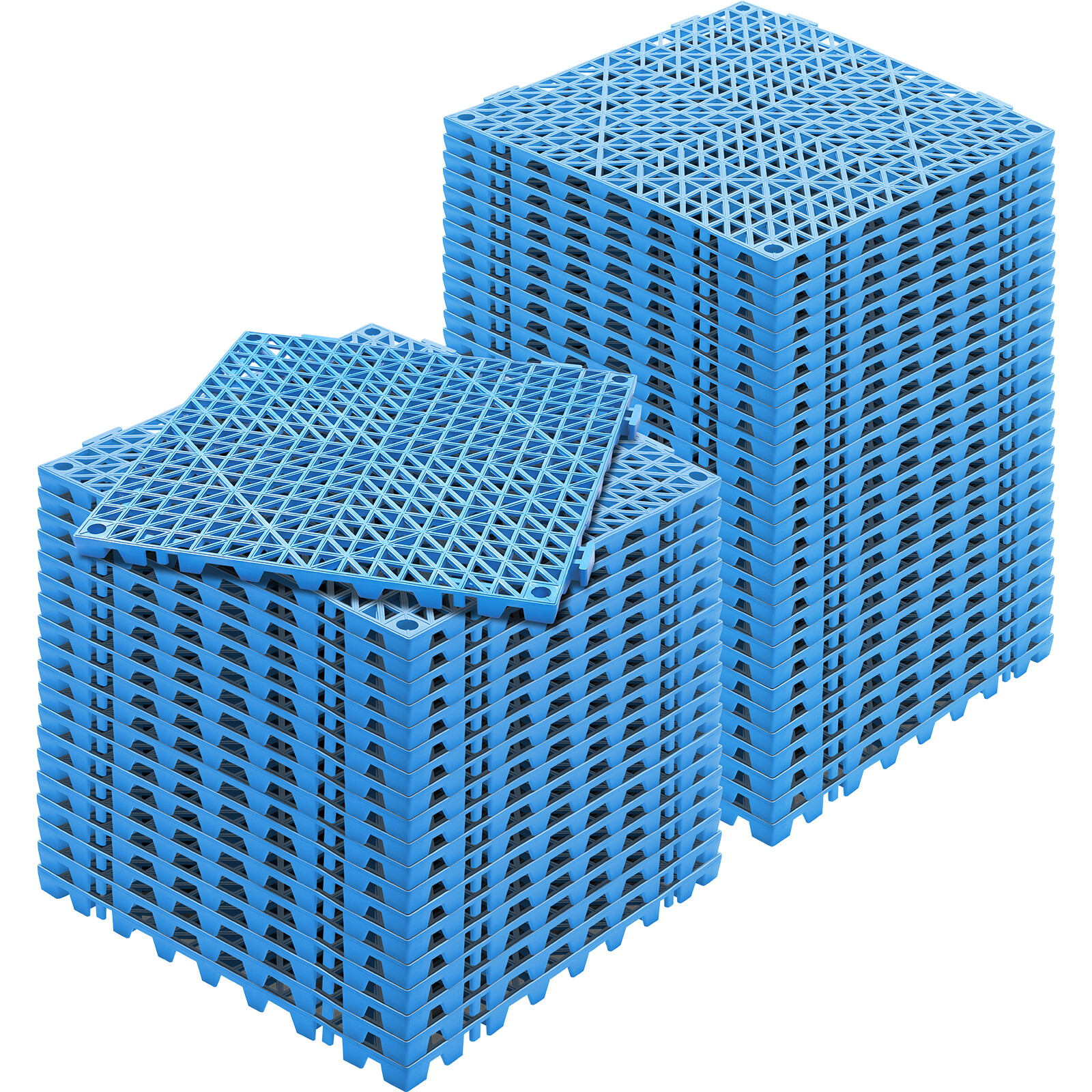 VEVOR Set 50 Pz Piastrelle per Piscina 30x30x1,5 cm Traforate Blu Antiscivolo