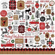 (1) 12x12 Sheet of Echo Park Paper A LUMBERJACK CHRISTMAS Scrapbook Stickers