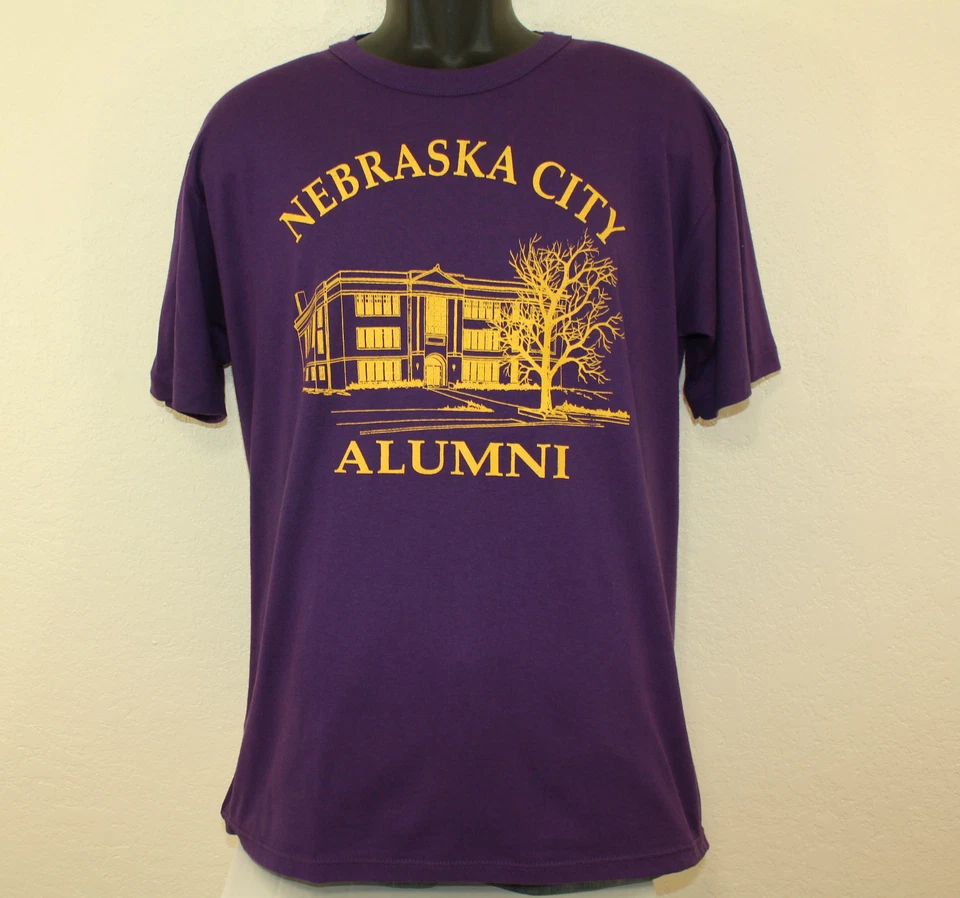 Camiseta Nebraska City Alumni Vintage L Púrpura Años 80 90 Russell Athletic Foto 2 de 4