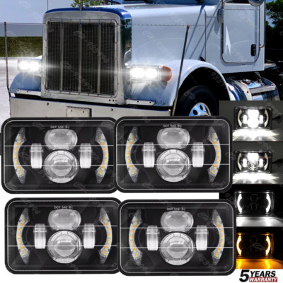 4pcs 4x6'' inch Led Headlights Hi/Lo Sealed Beam for Peterbilt Kenworth T800 W900