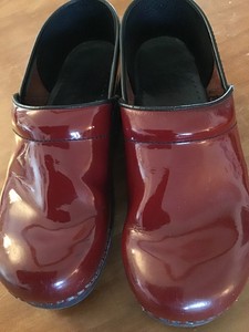 dansko burgundy patent leather clogs