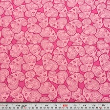 Barbie Dolls Head Toss Mattel Cranston 2010 Pink Cotton Fabric Remnant 17" x 44"
