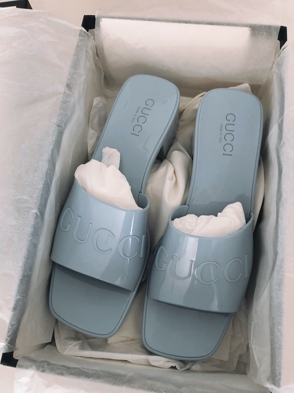 GUCCI SKY BLUE Rubber Platform Slide Sandals Size 8 US BNIB AUTHENTIC eBay