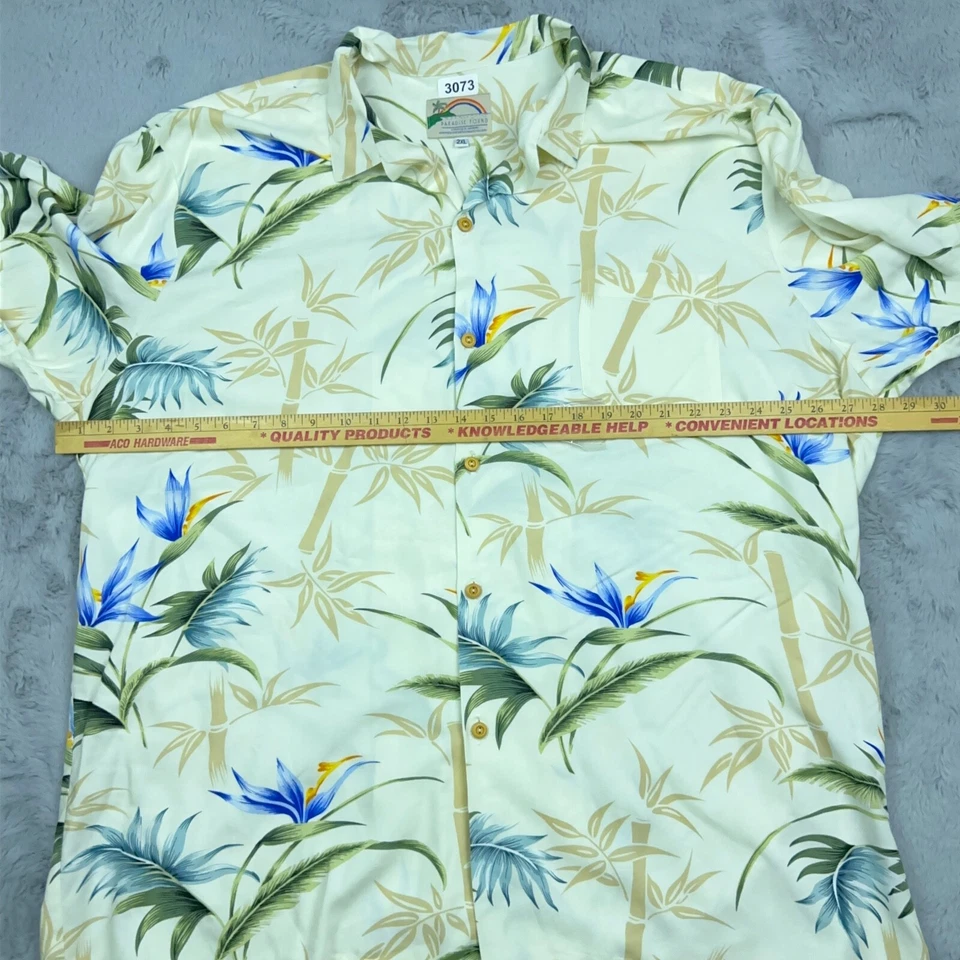Paradise нашли рубашка мужская 2XL гавайский цветочный Алоха коротким рукавом на пуговицах - Изображение 3 из 4