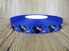 Grosgrain Ribbon 5/8" Minnie Mouse Head on Royal Printed for Hairbows USA Seller