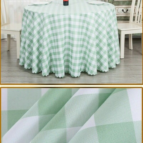 Checked Round Tablecloth Dustproof Wedding Dinning Table Cover Polyester Country - Picture 5 of 20