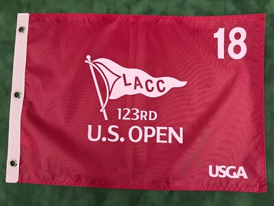 Wyndham Clark Gewinner signiert 123. US Open im LACC Burgund Golf Flagge + Händler Echtheitszertifikat