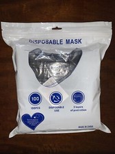 100 PCS Disposable Face Mask Non Medical Surgical 3 Ply Ear loop Black Masks 3