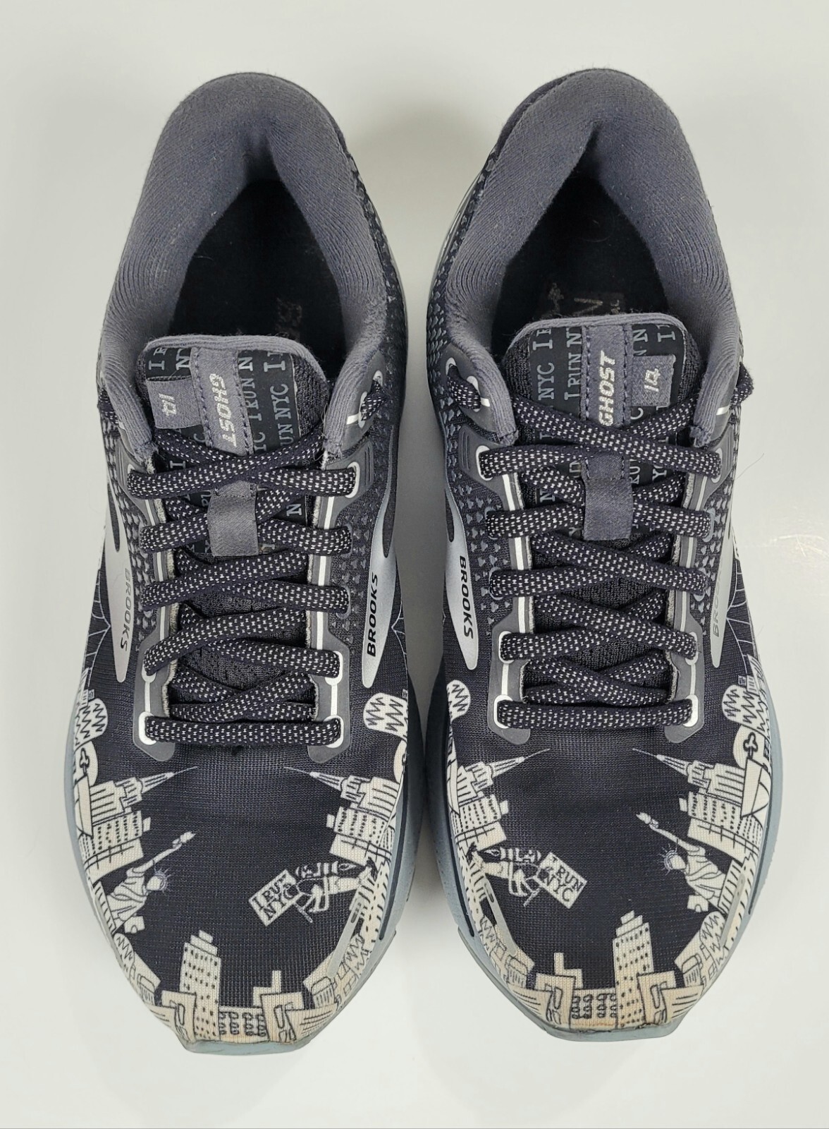 Brooks Ghost 14 NYC Marathon Black White Gray Womens 8 Athletic Running