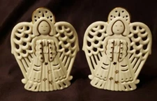 2 Lenox Angel Votive Candle Holders 4 1/8"T Christmas Bright Porcelain EUC