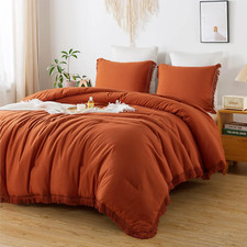 Boho Terracotta King Size Comforter Set - Burnt Orange, 3 Pieces, All Season