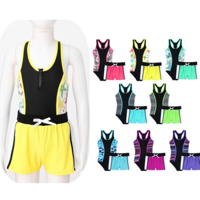 Kinder Mädchen Badeanzug Tankini Racer Back Top+Ku Produktbild-Vorschau 5