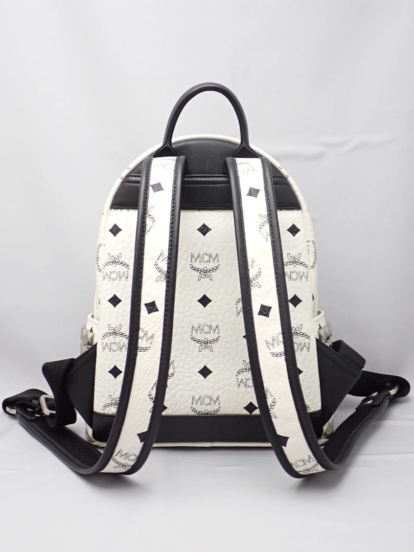 ＭＣＭ リュックサックMMK 6SVE41 WT001 ビセトス ホワイト 白 MCM Logogram Backpack Visetos Studs White MMK6SVE41WT001 Leather w