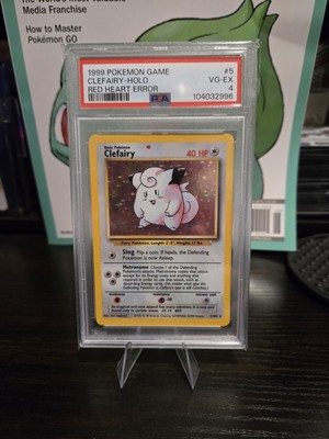 1999 clefairy pokemon card value 1999 Clefairy - Holo - Red Heart Error - PSA