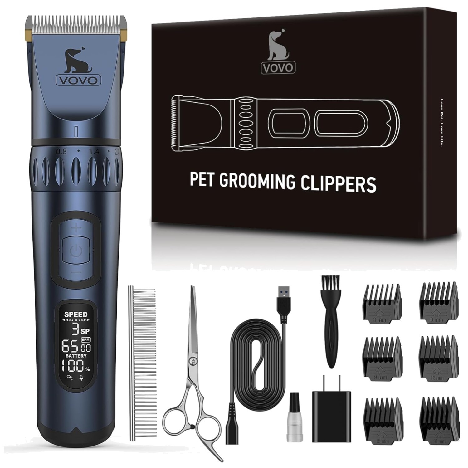 Silent Cordless Pet Grooming Clippers with Titanium Blade