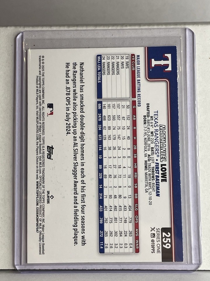 2025 Topps Holo Foil #259 Nathaniel Lowe Texas Rangers | eBay