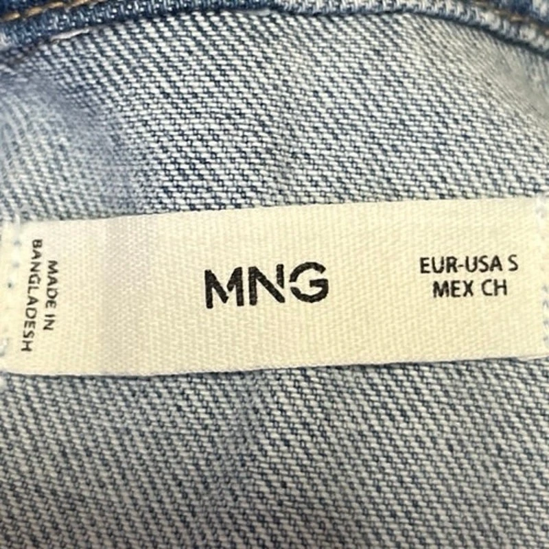 Abrigo Chaqueta Mango MNG Azul Manga Larga Cuello Abotonado Denim Jean Camionero S Foto 3 de 3