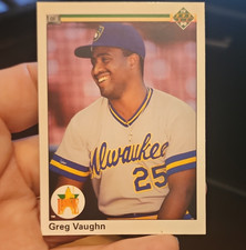Upper Deck 1990 Baseball Card #25 Greg Vaughn Milwaukee Brewers Star Rookie. rookie card picture