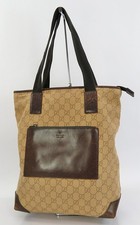 Autentica borsa a tracolla Gucci marrone GG in tela e pelle #63254B