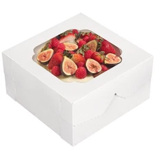 20pcs Cake Boxes, 12x12x6Inch White Bakery Boxes with Window, Disposable Cake...