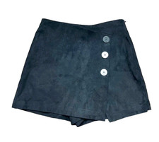 Zara geknöpfter Wickel Skort schwarz Wildlederimitat seitlicher...